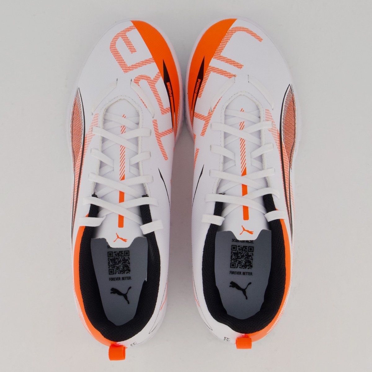 Chuteira Puma Ultra 5 Play IT Futsal Juvenil Branca e Laranja Branco/Laranja 4