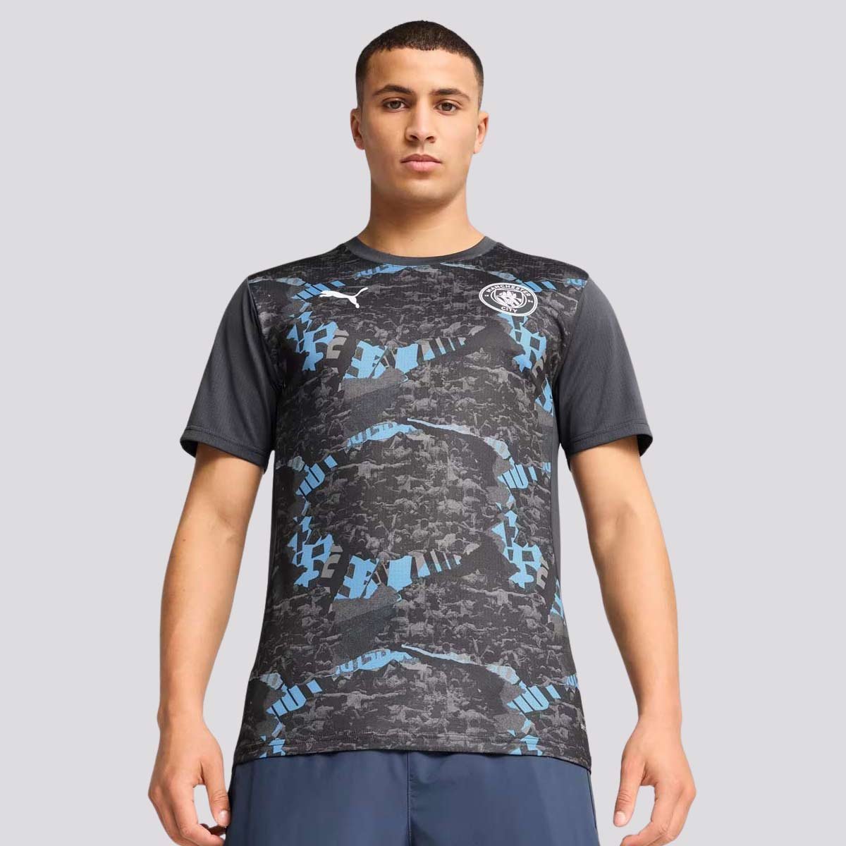Camisa Puma Manchester City Pré-Jogo 2025 Cinza Preto