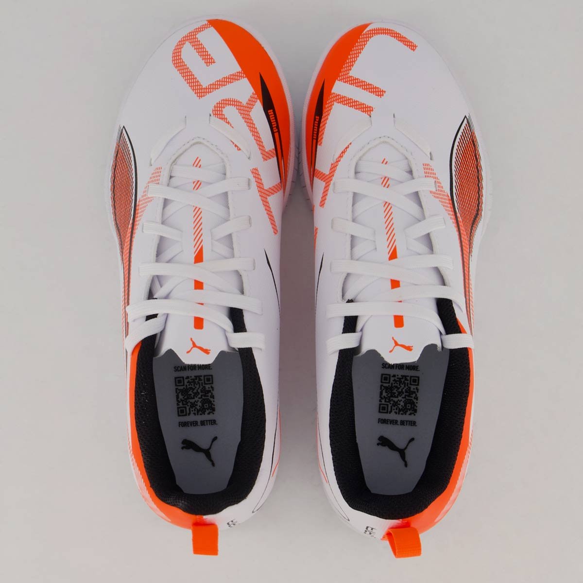 Chuteira Puma Ultra 5 Play TT Society Juvenil Branca e Vermelha Branco/Vermelho 4
