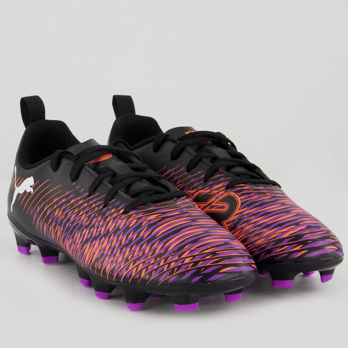 Chuteira Puma Future 8 Play FG/AG Juvenil Campo Preta e Laranja Preto/Laranja 2
