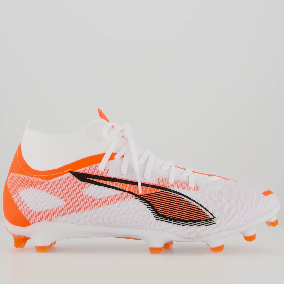 Chuteira Puma Ultra 5 Match+ FG/AG Campo Branca e Laranja Branco/Laranja 1