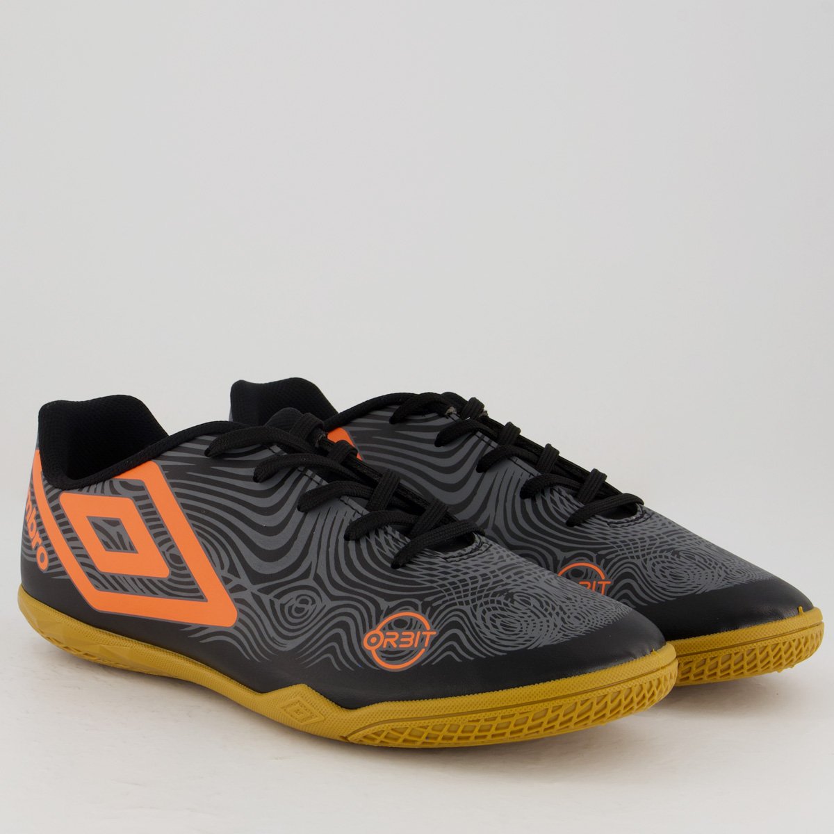 Chuteira Umbro Orbit Futsal Preta e Laranja Preto/Laranja 2