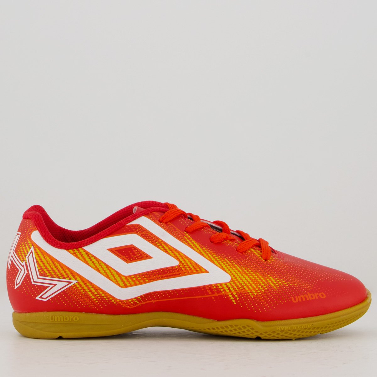 Chuteira Umbro Heatmap Futsal Juvenil Vermelha e Laranja