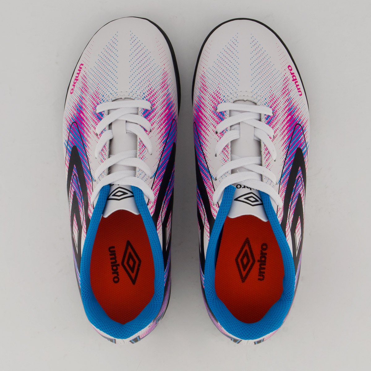 Chuteira Umbro Heatmap Society Juvenil Branca e Azul Branco/Azul 4
