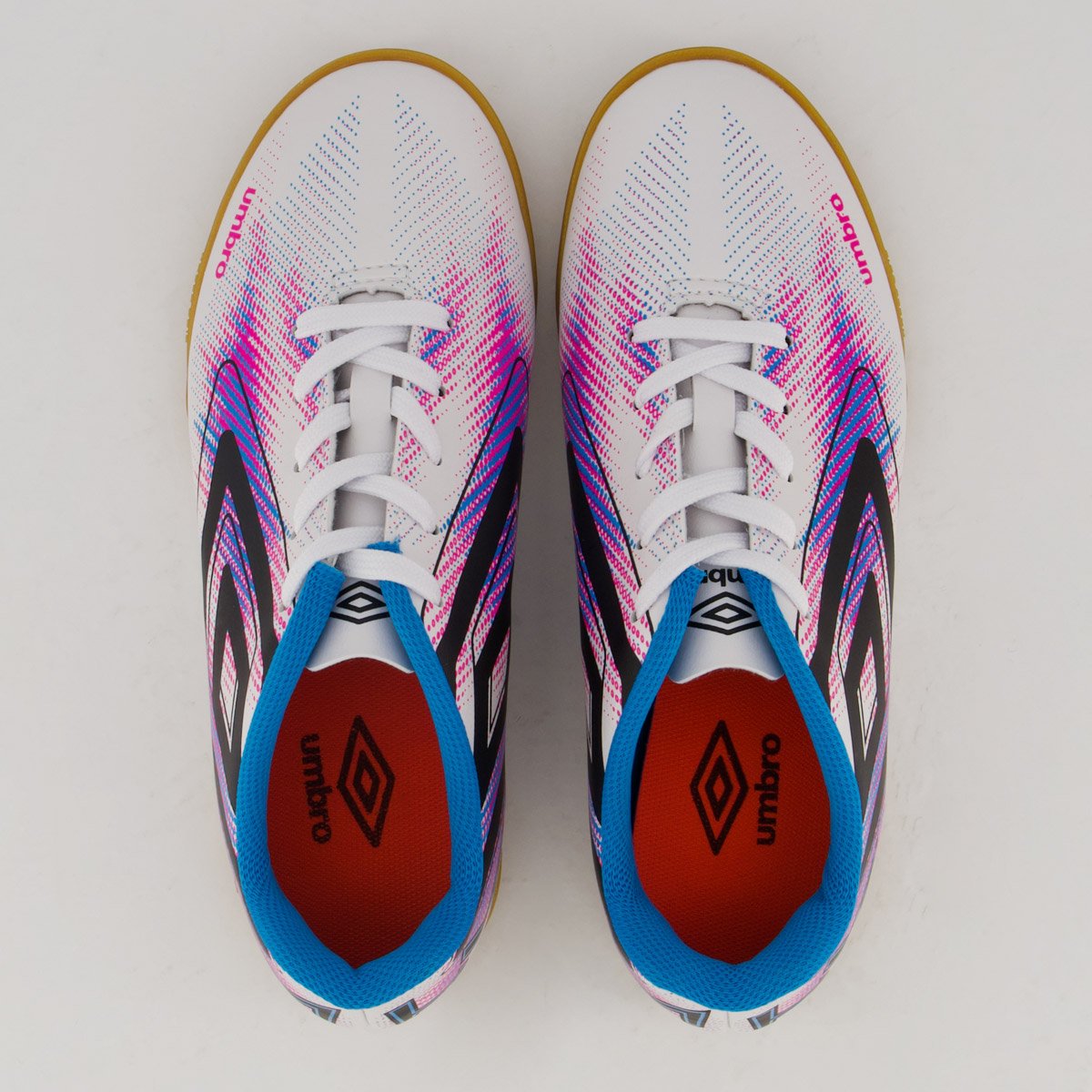 Chuteira Umbro Heatmap Futsal Juvenil Branca e Azul Branco/Azul 4