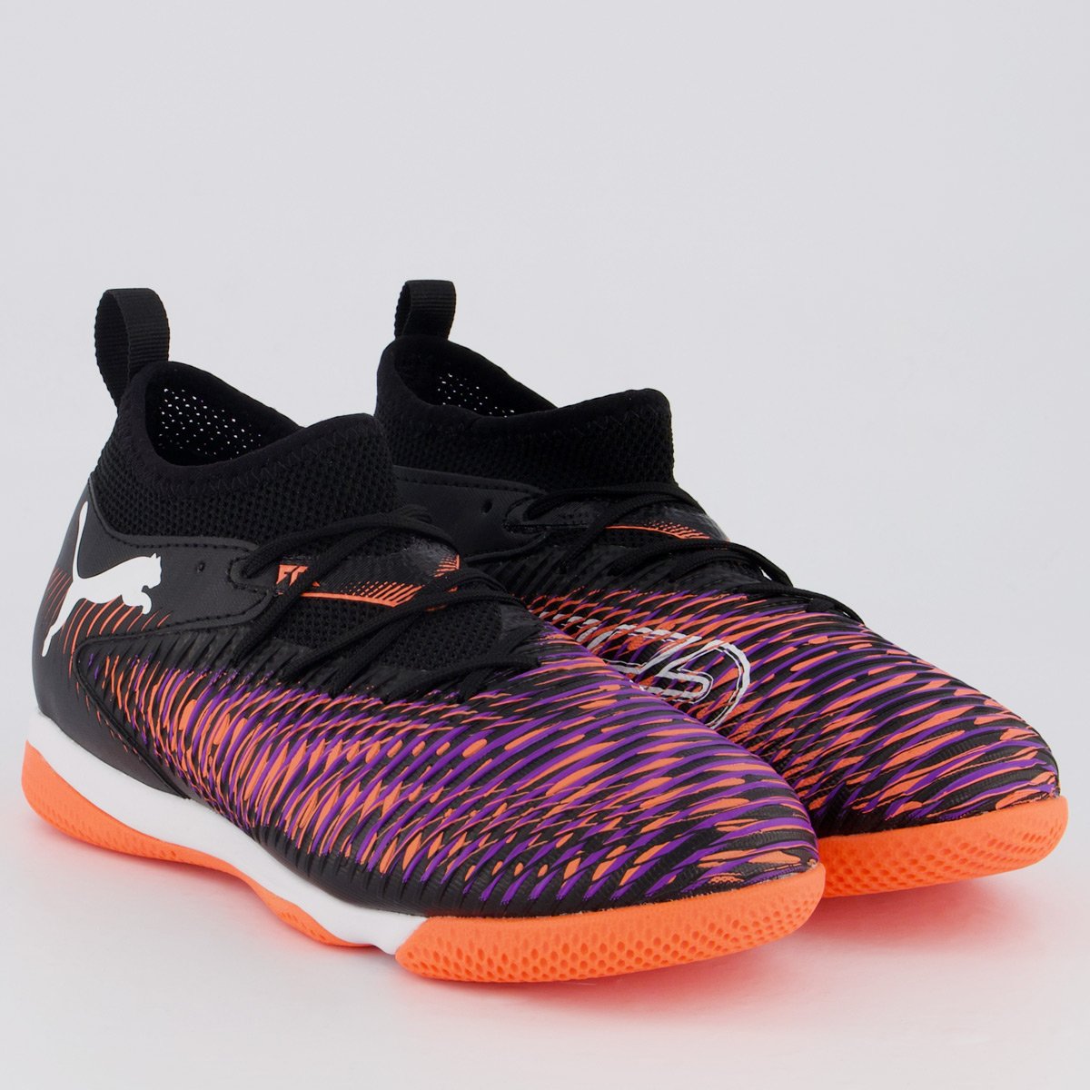 Chuteira Puma Future 8 Neymar Match IT + MID Futsal Juvenil Preta e Laranja Preto/Laranja 2