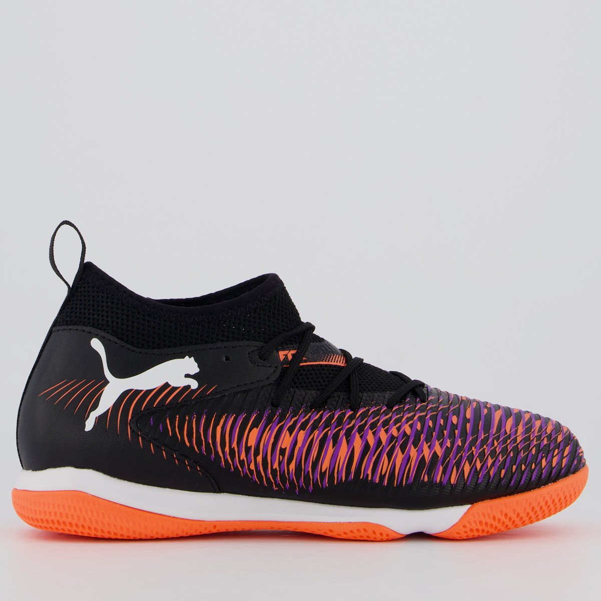 Chuteira Puma Future 8 Neymar Match IT + MID Futsal Juvenil Preta e Laranja