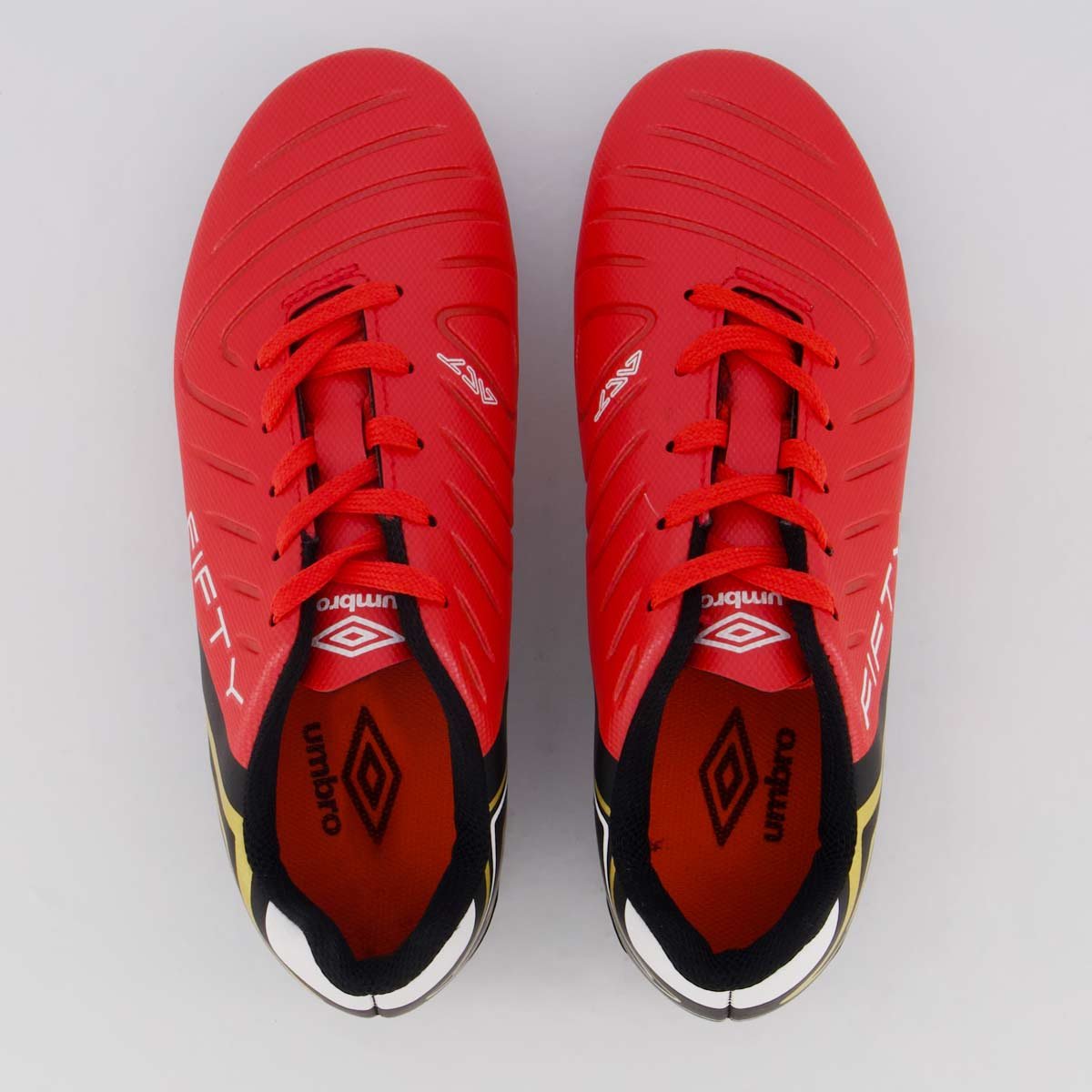 Chuteira Umbro Fifty Campo Juvenil Vermelha e Preta Vermelho/Preto 4