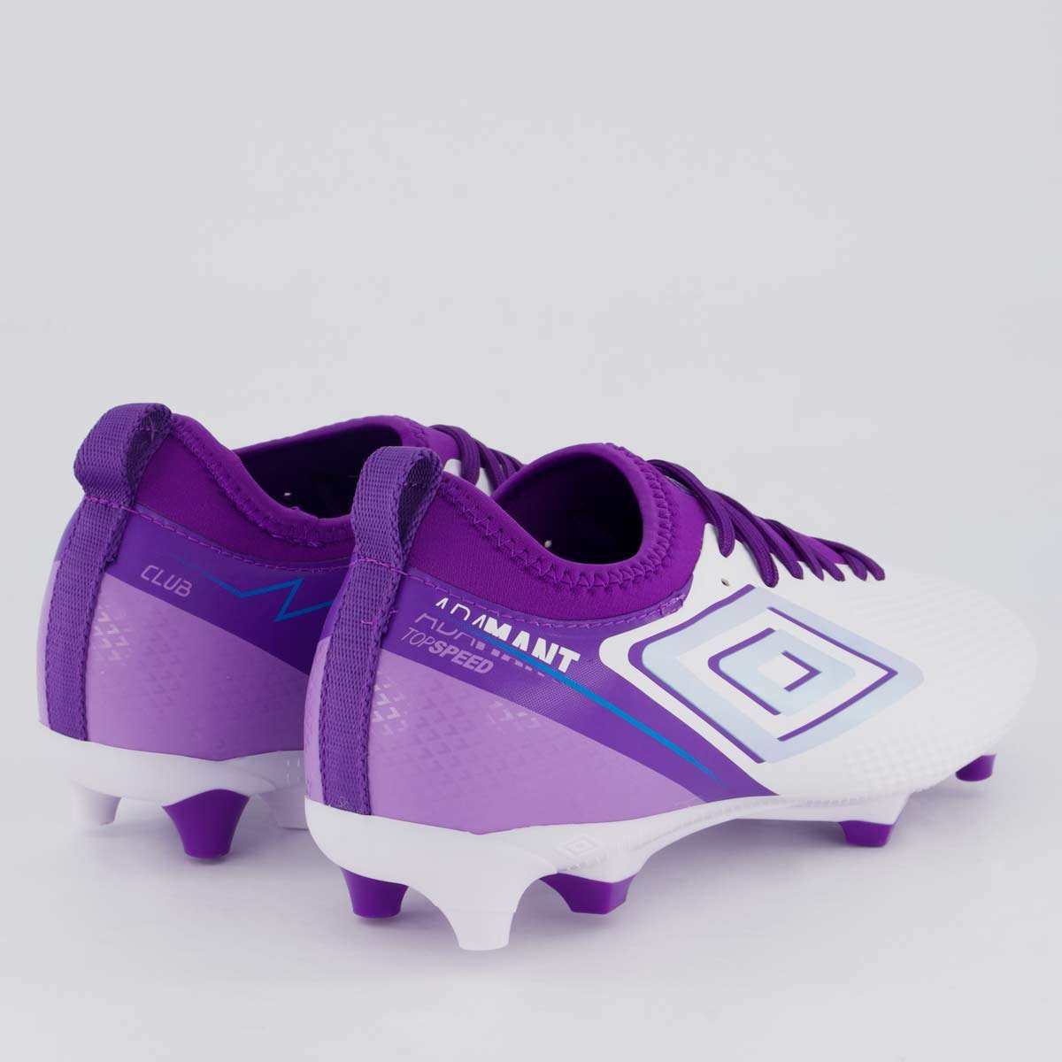 Chuteira Umbro Adamant Top Speed Club Campo Branca e Roxa Banco/Roxo 3