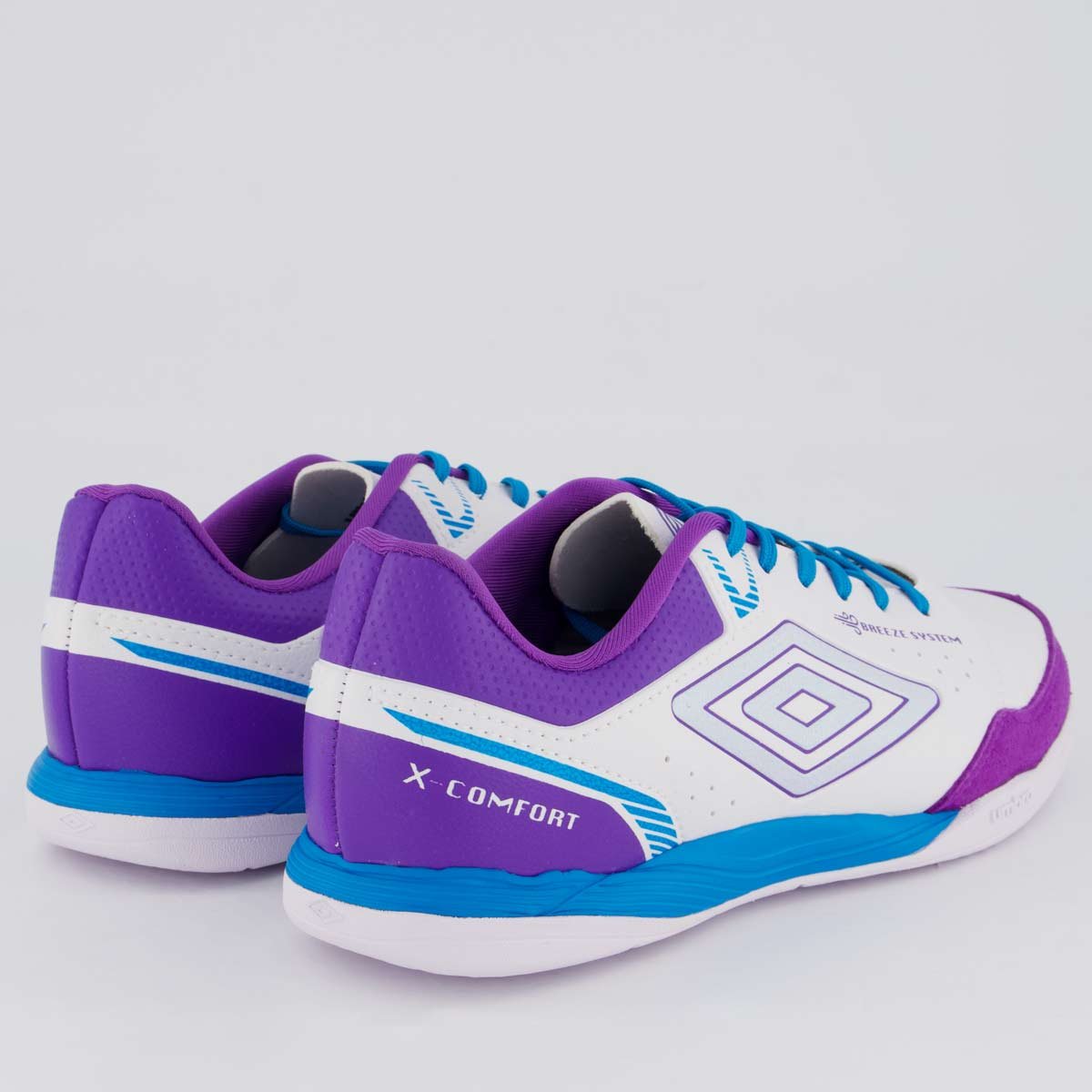 Chuteira Umbro X-Comfort Futsal Branca e Roxa Banco/Roxo 3