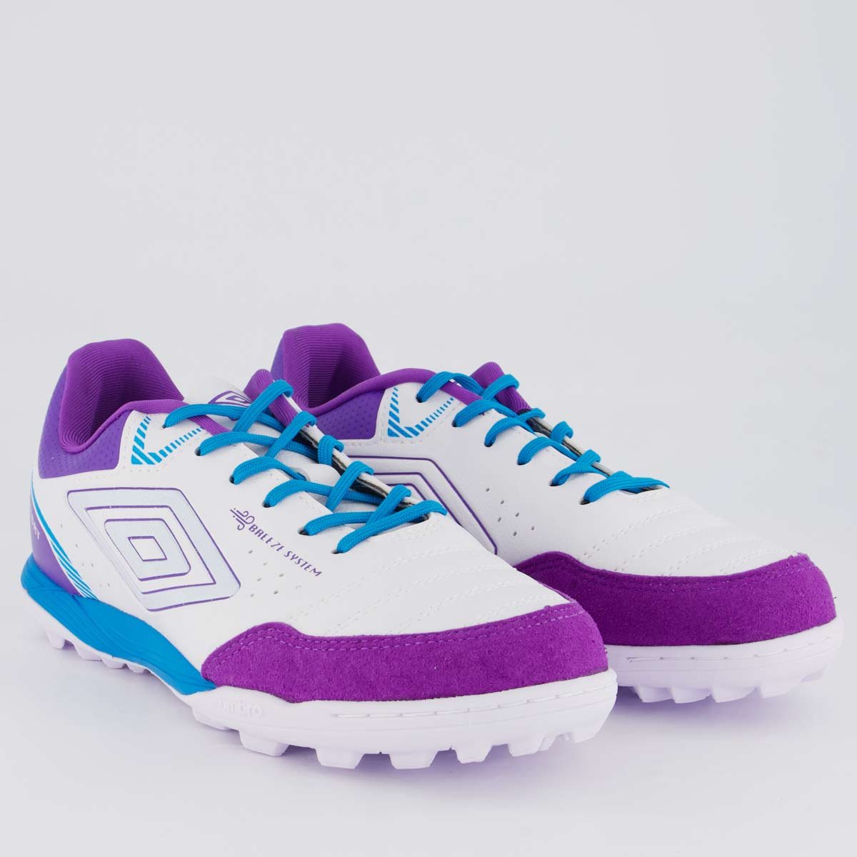 Chuteira Umbro X-Confort Society Branca e Roxa Banco/Roxo 2