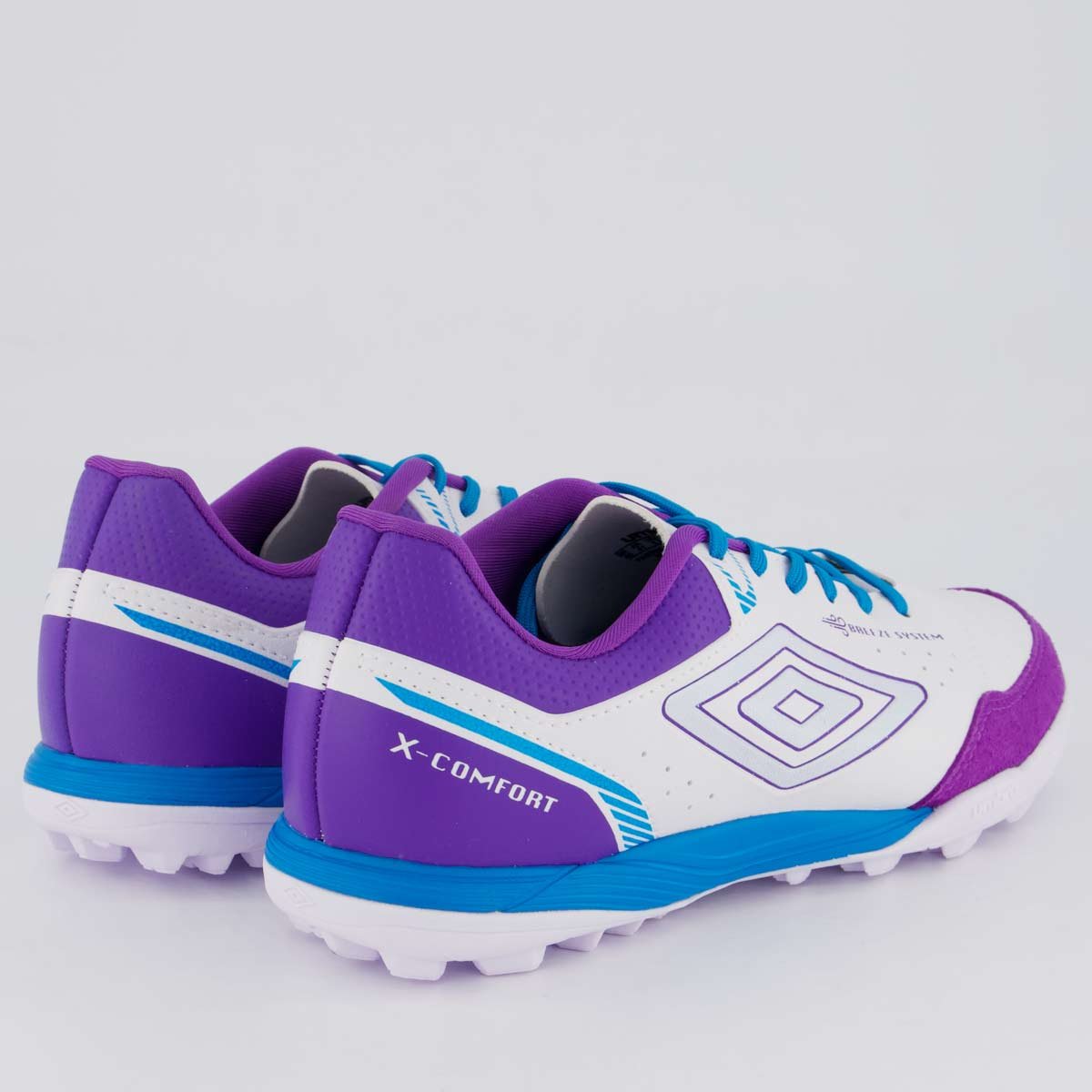 Chuteira Umbro X-Confort Society Branca e Roxa Banco/Roxo 3