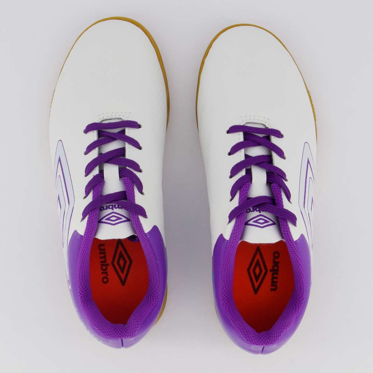 Chuteira Umbro Adamant Top Speed Futsal Juvenil Branca e Roxa Banco/Roxo 4