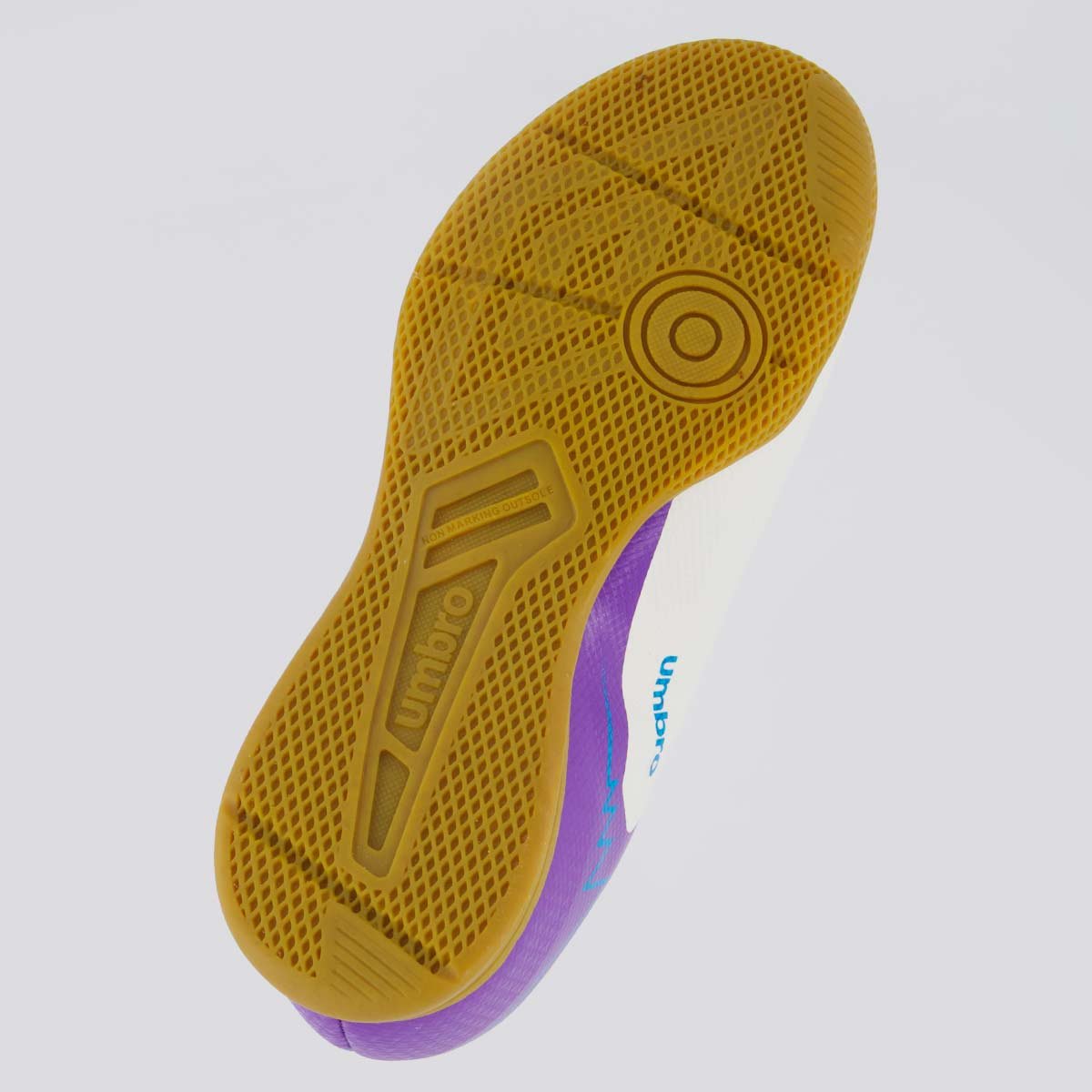 Chuteira Umbro Adamant Top Speed Futsal Juvenil Branca e Roxa Banco/Roxo 5