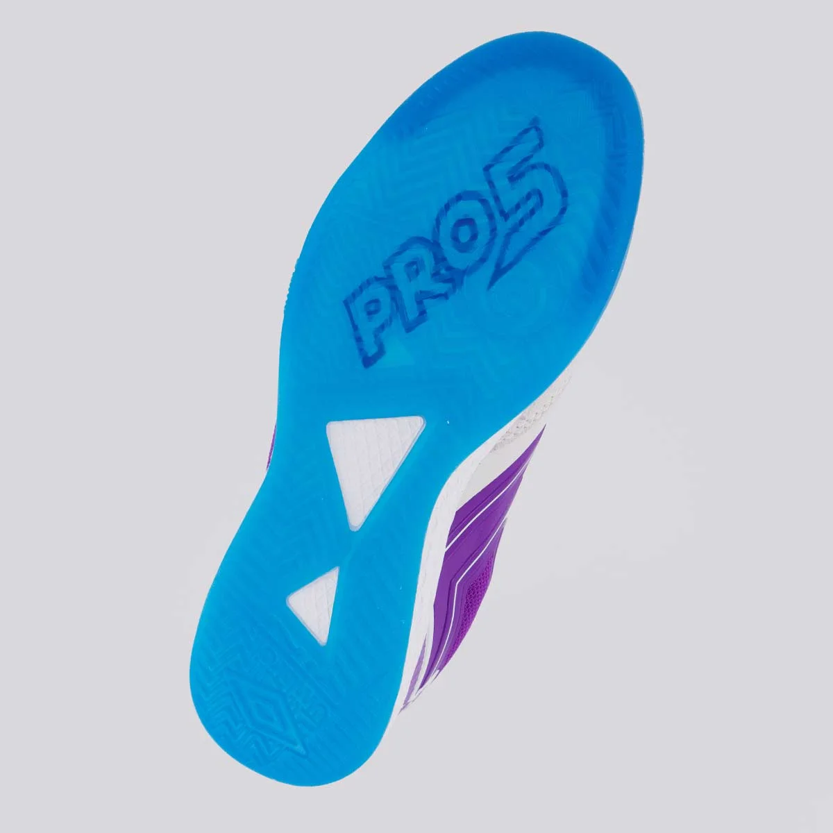 Chuteira Umbro Pro 5 Bump Futsal Branca e Roxa Banco/Roxo 5