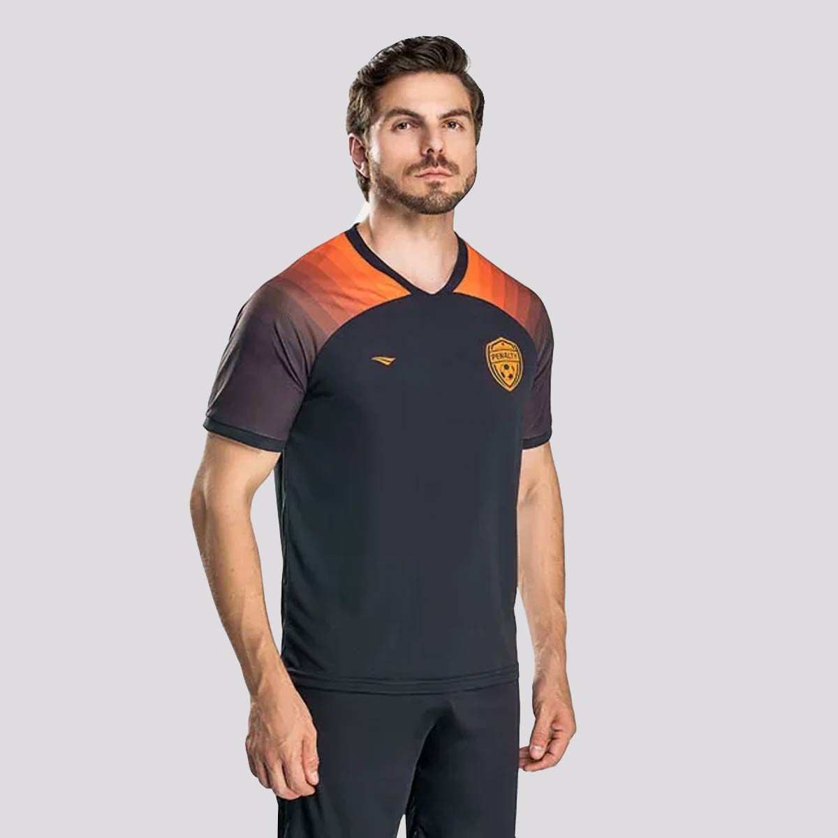 Camiseta Penalty Futebol Preta e Laranja Preto/Laranja 1