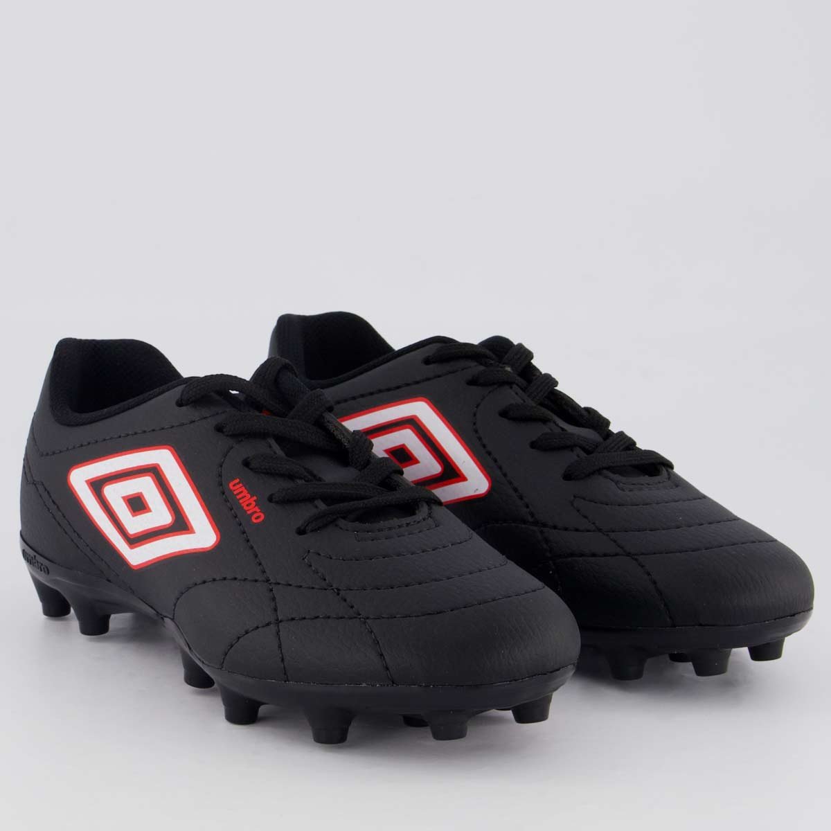 Chuteira Umbro Class Footballer Campo Juvenil Preta e Vermelha Preto/Vermelho 2