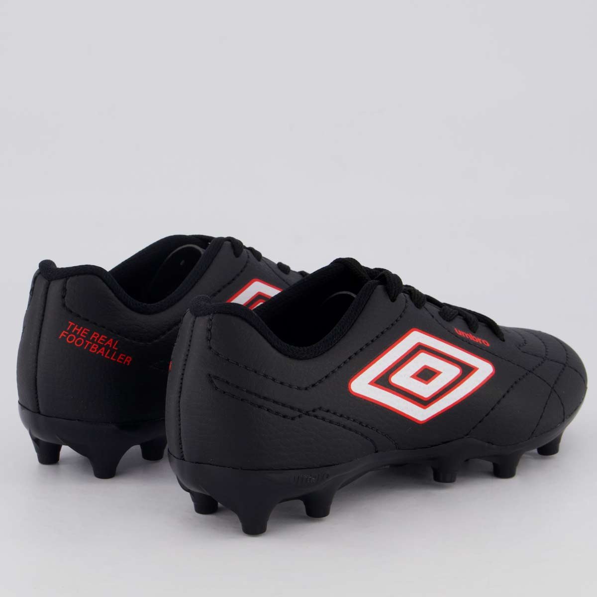 Chuteira Umbro Class Footballer Campo Juvenil Preta e Vermelha Preto/Vermelho 3
