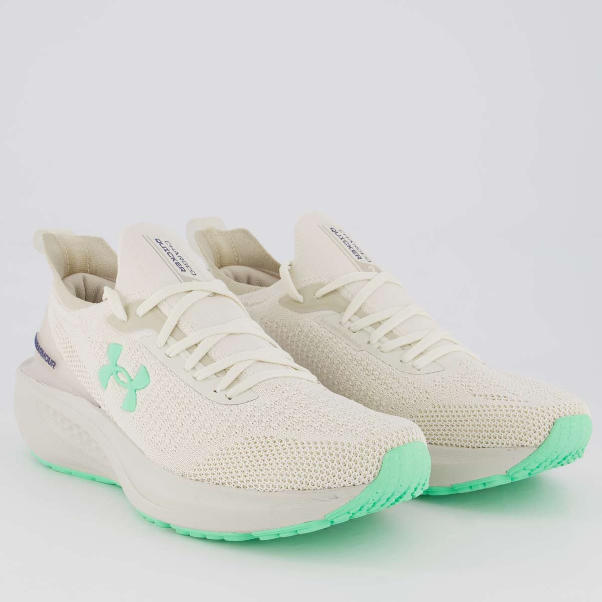 Tênis Under Armour Charged Quicker 2 Bege e Verde Bege/Verde 2