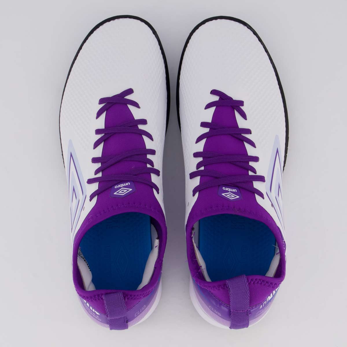 Chuteira Umbro Adamant Top Speed Club Society Branca e Roxa Banco/Roxo 4
