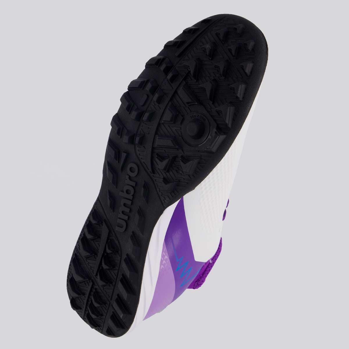 Chuteira Umbro Adamant Top Speed Club Society Branca e Roxa Banco/Roxo 5