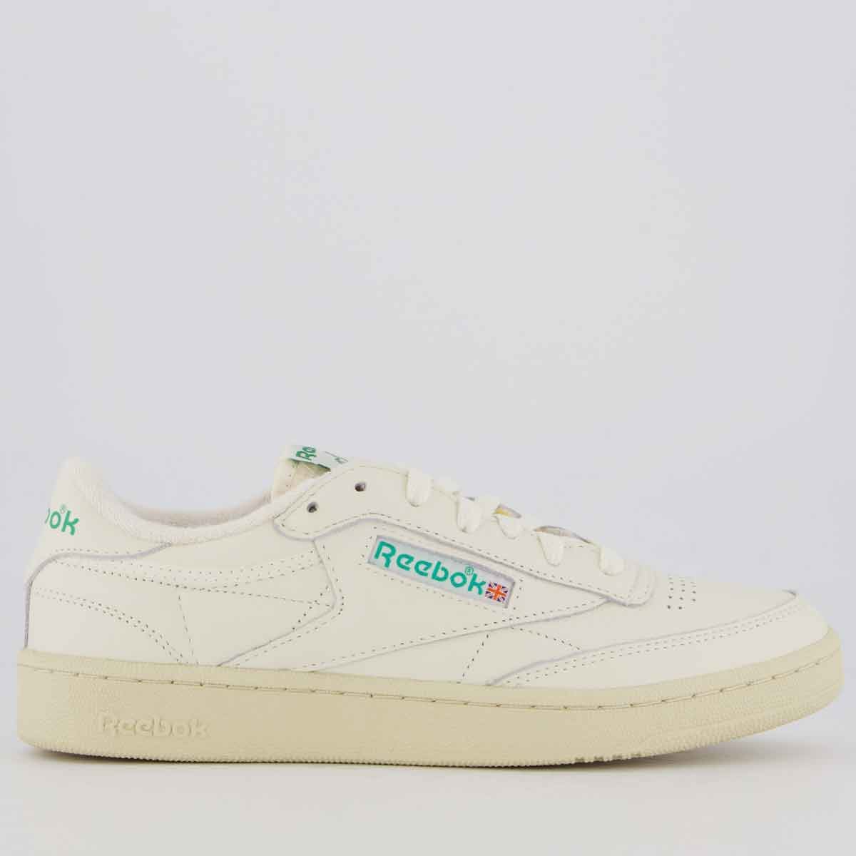 Tênis Reebok Club C 85 Vintage Off White e Verde