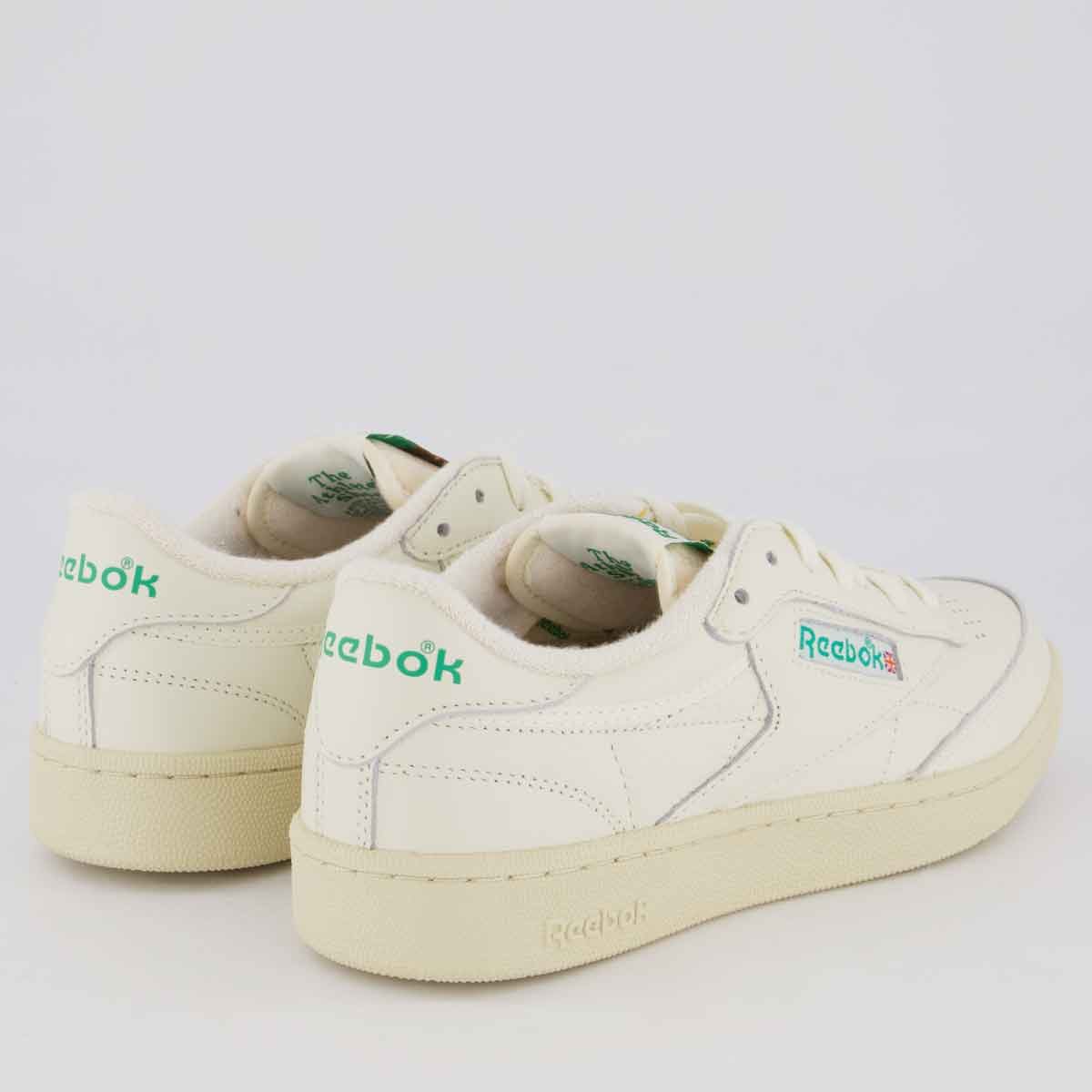 Tênis Reebok Club C 85 Vintage Off White e Verde Off White 3