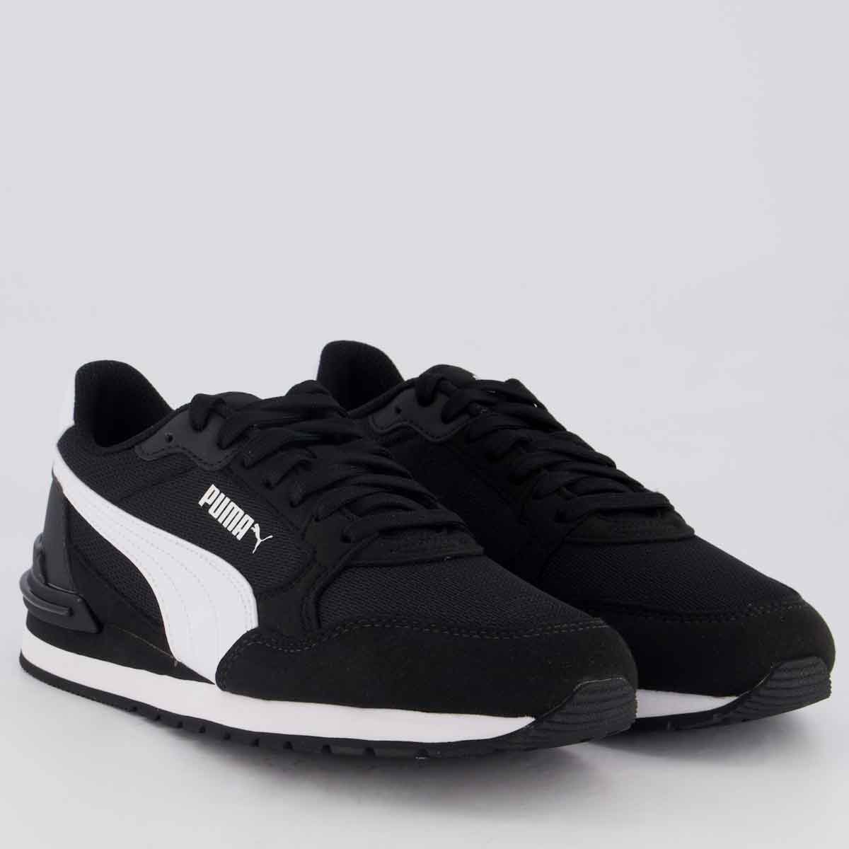 Tênis Puma ST Runner V4 Mesh Juvenil Preto e Branco Preto/Branco 2
