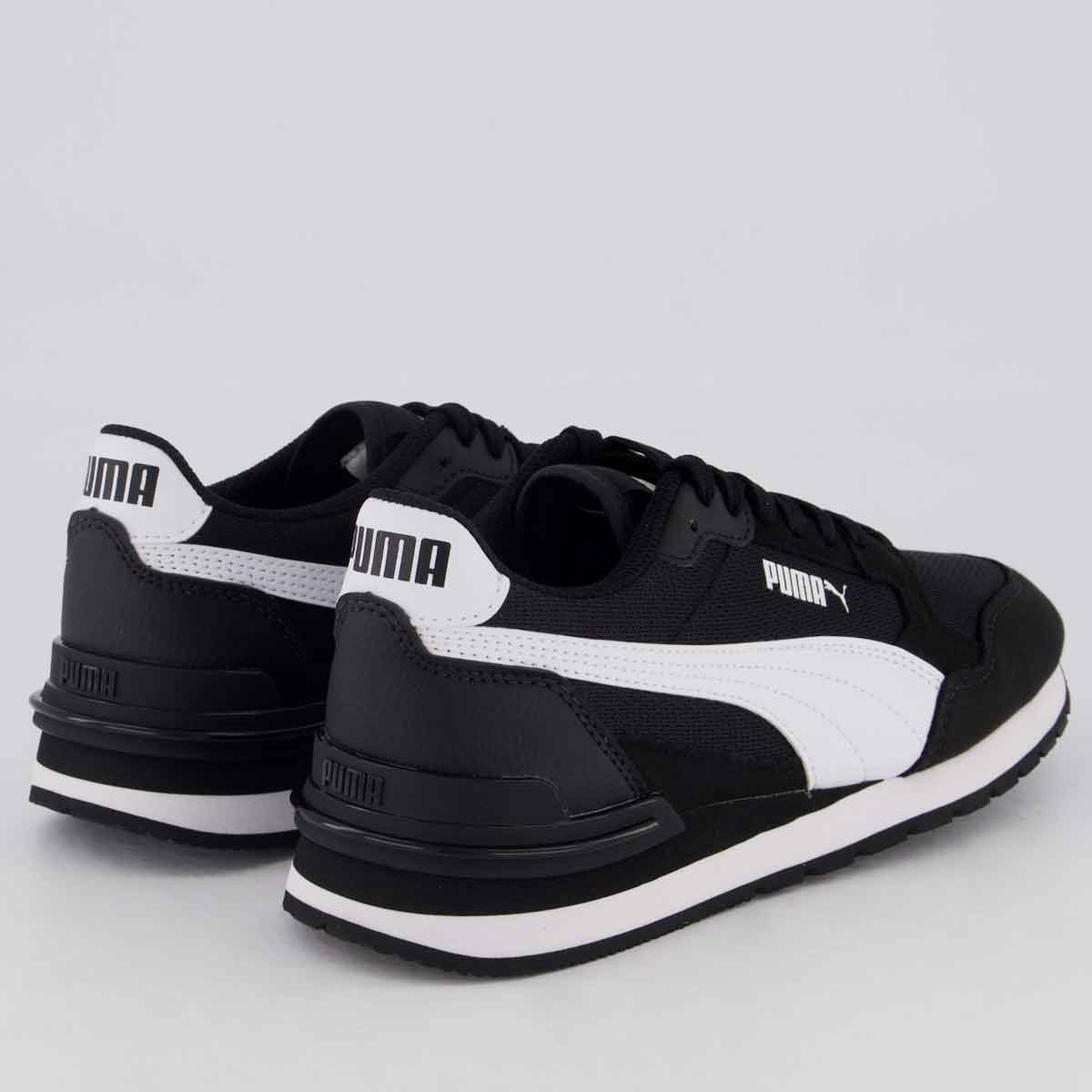 Tênis Puma ST Runner V4 Mesh Juvenil Preto e Branco Preto/Branco 3