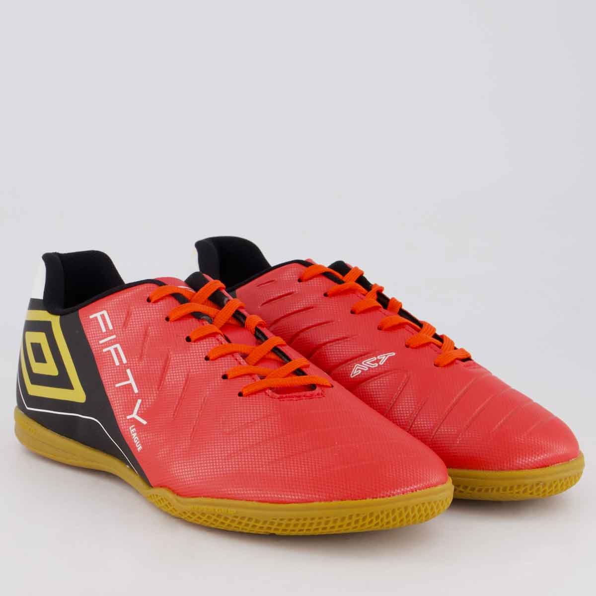 Chuteira Umbro Fifty VI League Futsal Vermalha e Preta Vermelho/Preto 2