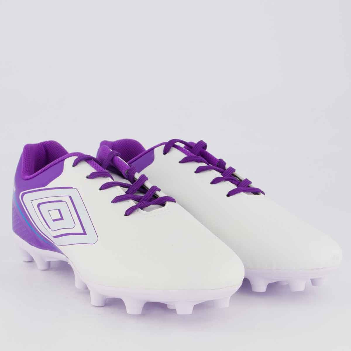 Chuteira Umbro Adamant Top Speed Campo Juvenil Branca e Roxa Branca/Roxo 2