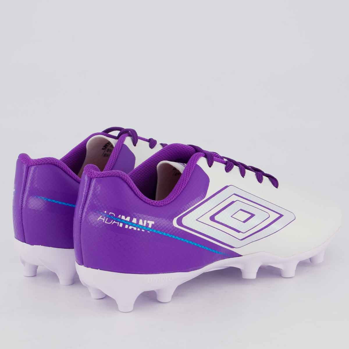 Chuteira Umbro Adamant Top Speed Campo Juvenil Branca e Roxa Branca/Roxo 3