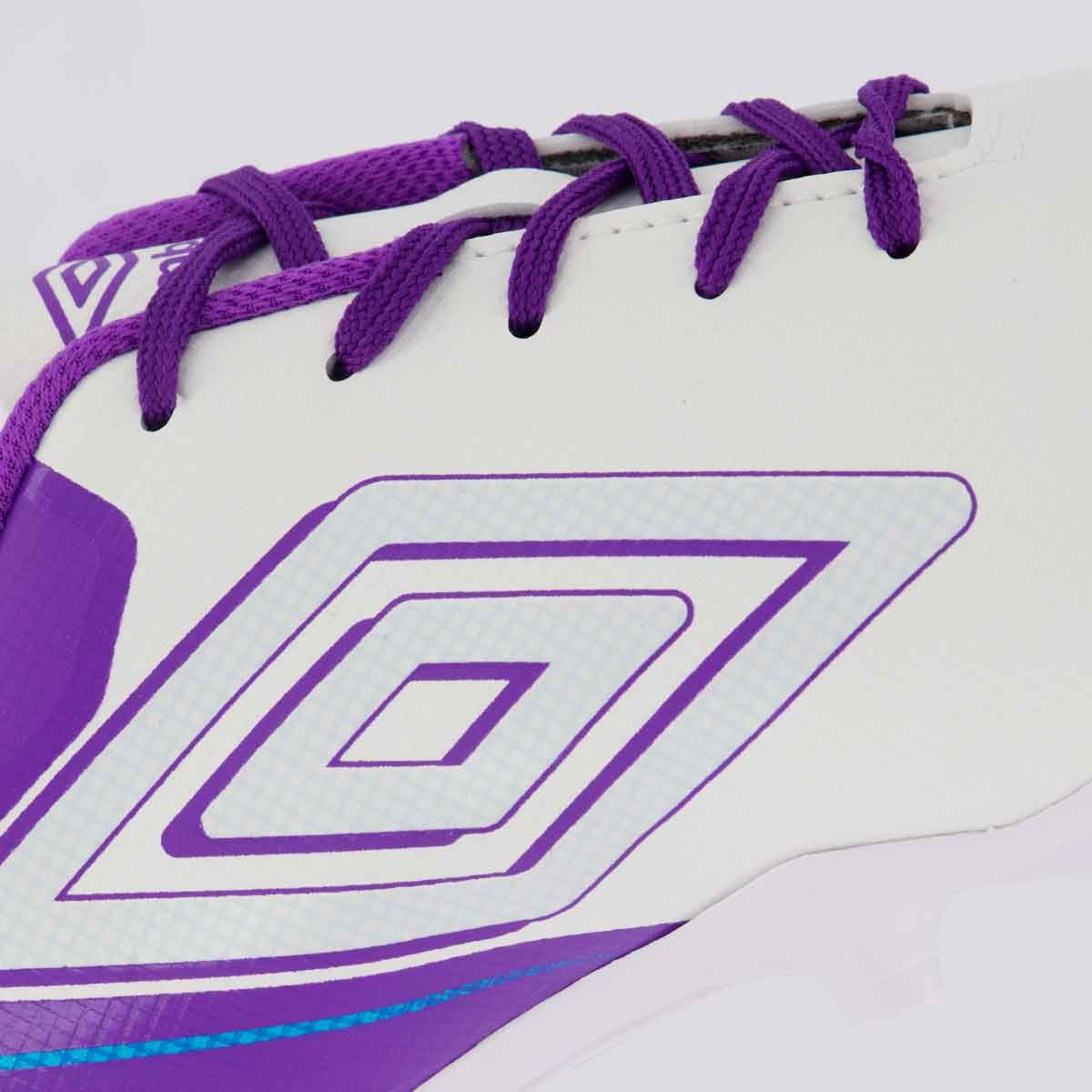 Chuteira Umbro Adamant Top Speed Campo Juvenil Branca e Roxa Branca/Roxo 7