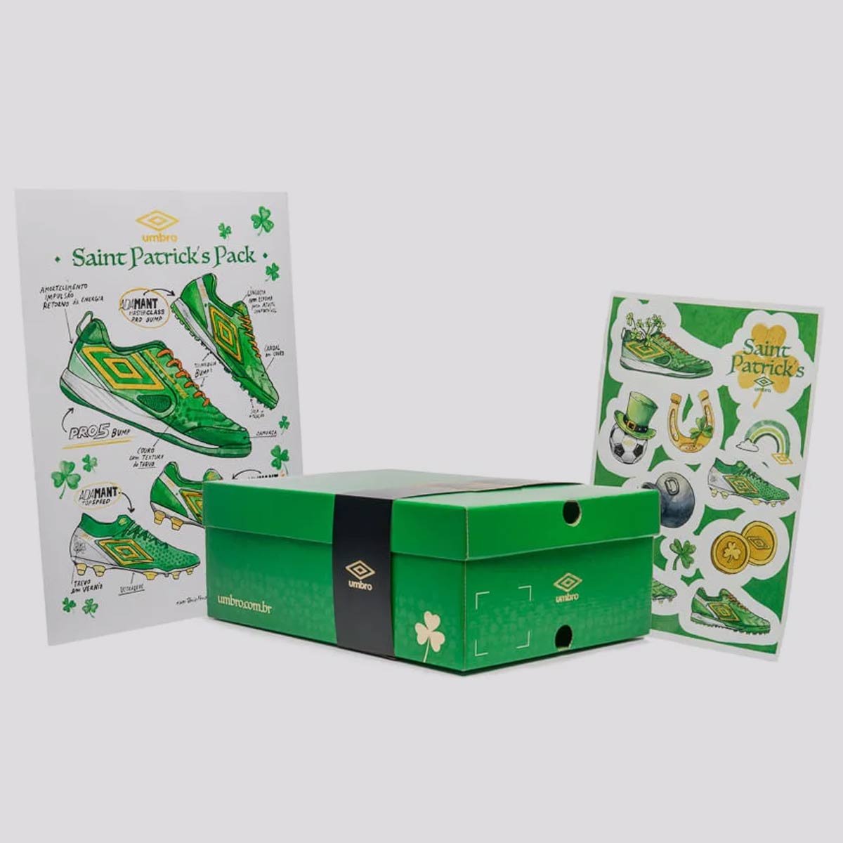 Chuteira Umbro Adamant Master Class Pro SG Gl Saint Patrick's Campo Verde Verde 9