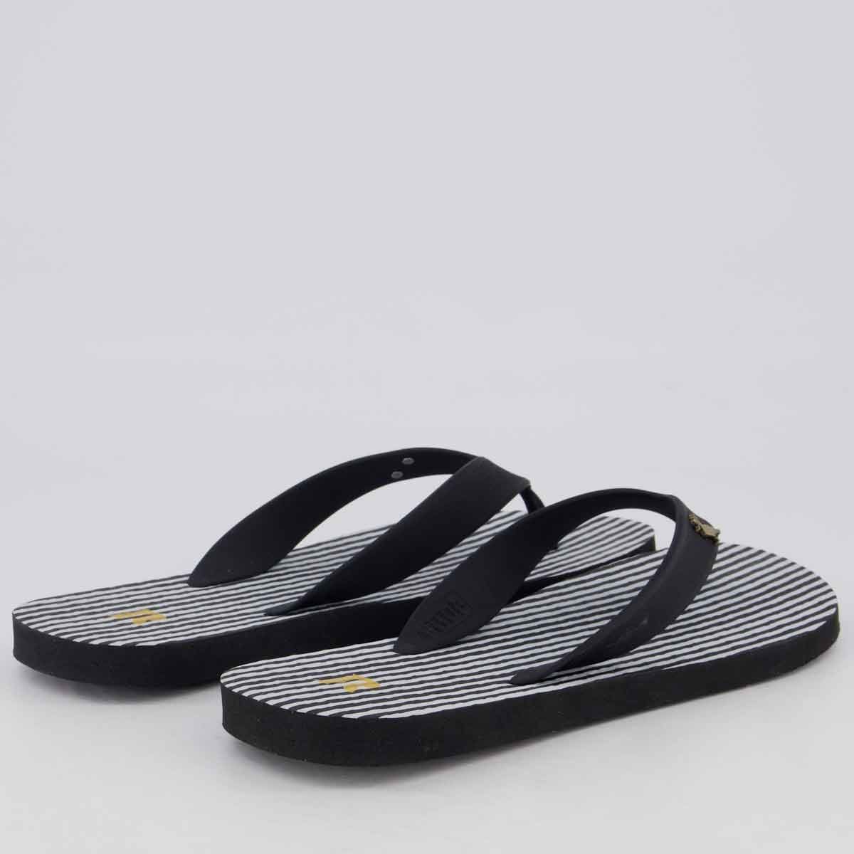 Chinelo Reserva Trancoso Listrado II Preto e Branco Preto/Branco 4