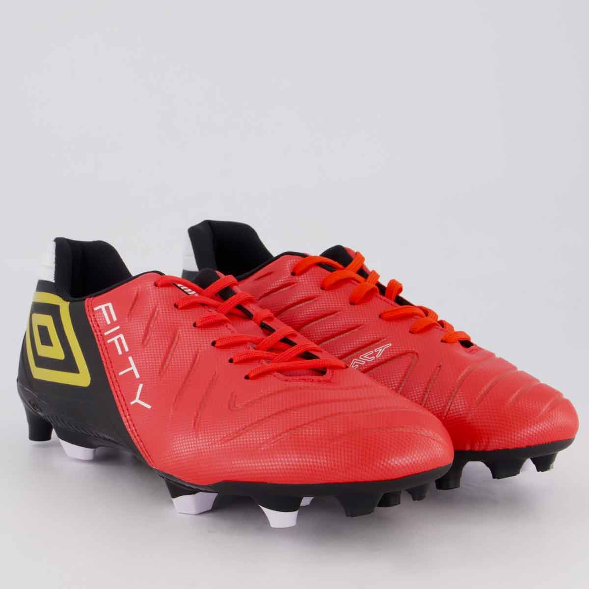 Chuteira Umbro Fifty VI Campo Vermelha e Preta Vermelho/Preto 2