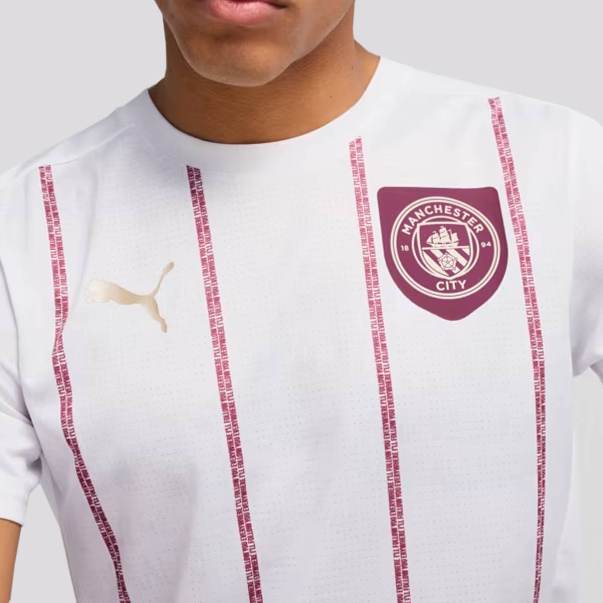 Camisa Puma Manchester City Pré-Jogo 2025 Branca Branco/Vermelho 3