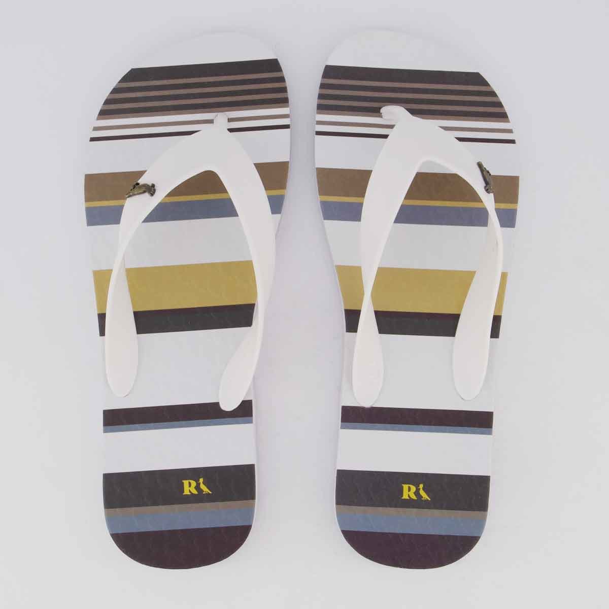 Chinelo Reserva Trancoso Listrado Branco e Azul
