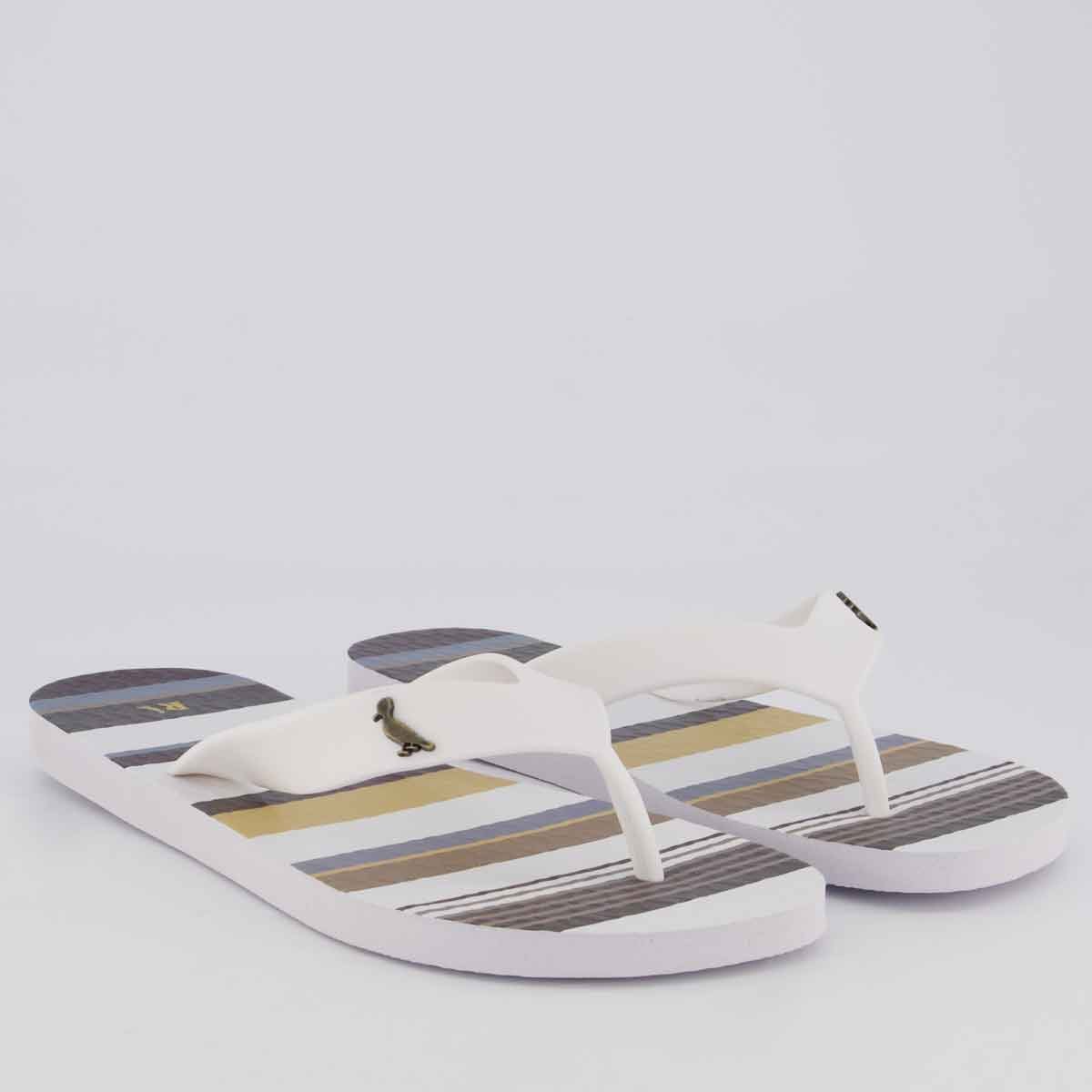 Chinelo Reserva Trancoso Listrado Branco e Azul Branco/Azul 3