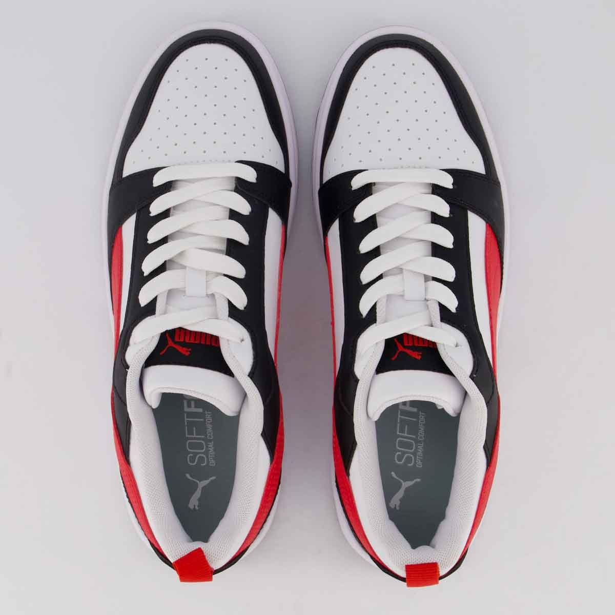 Tênis Puma Rebound V6 Low Branco e vermelho Branco/Vermelho 4