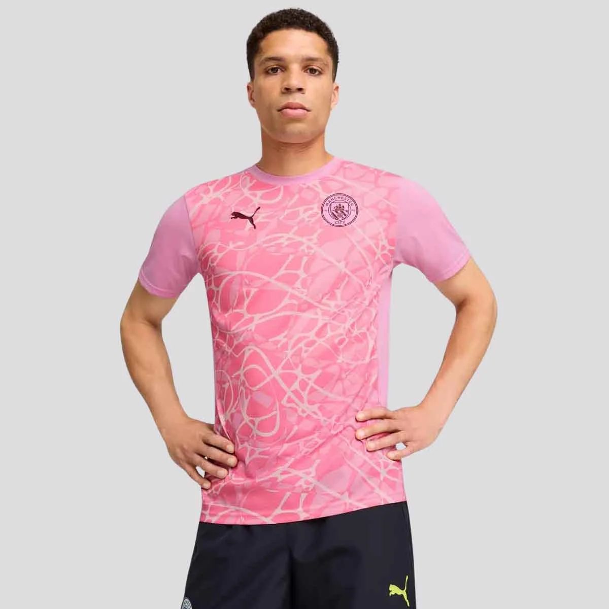 Camisa Puma Manchester City Pré-Jogo 2025 Rosa Rosa