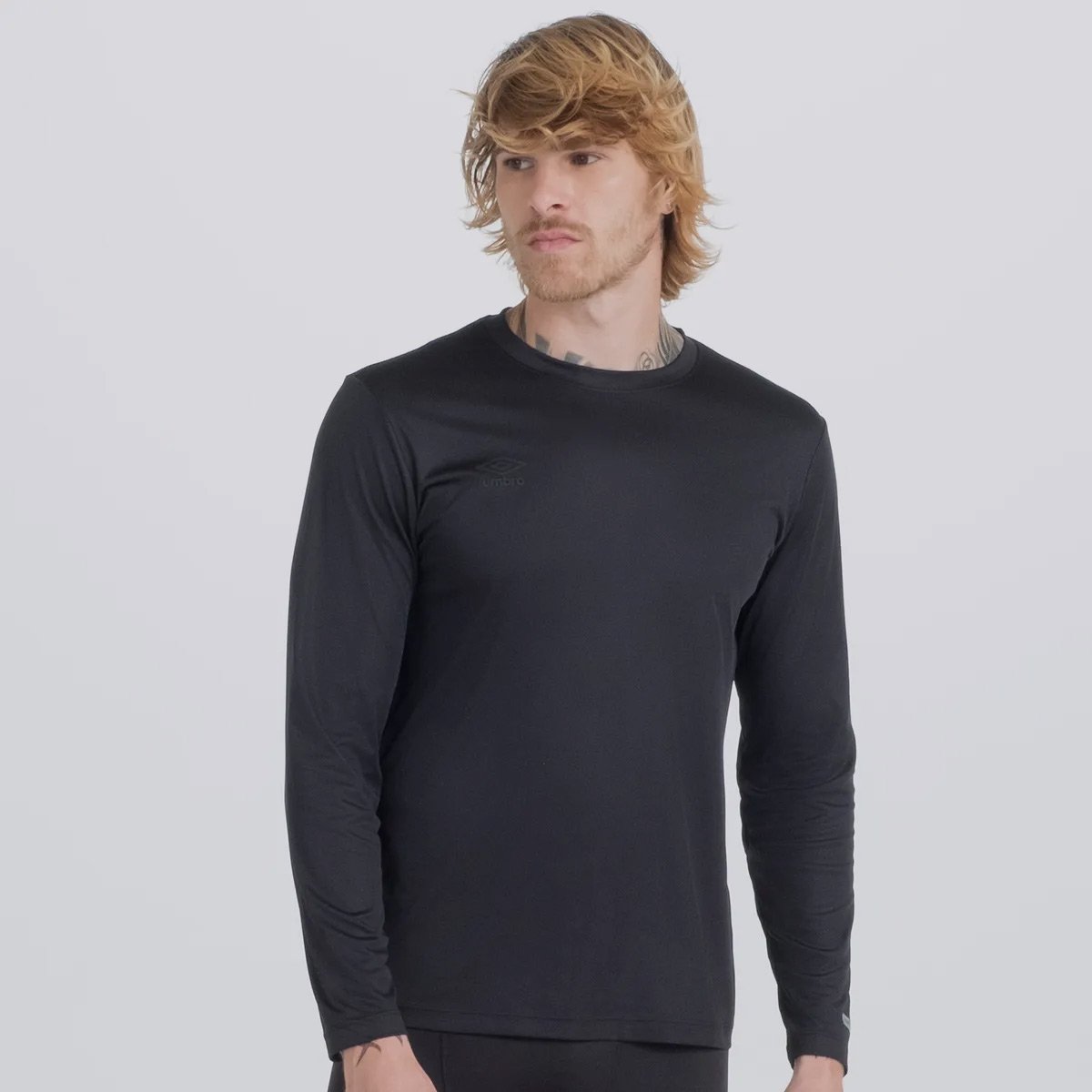 Camiseta Manga Longa Umbro Basic Uv Preta