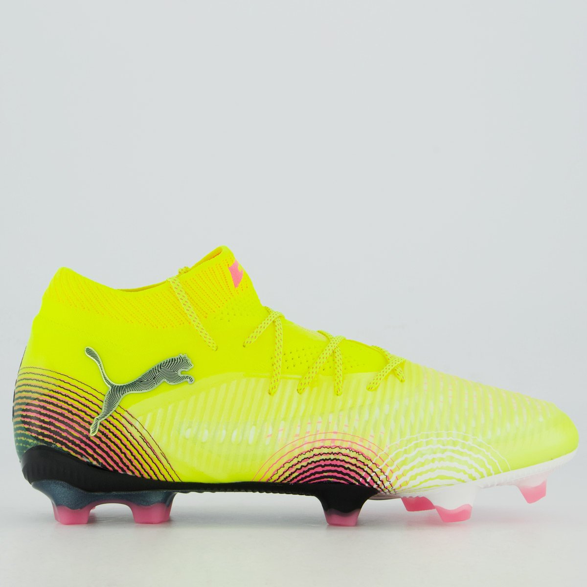 Chuteira Puma Future 7 Ultimate FG/AG Campo Branca e Rosa Branco/Rosa