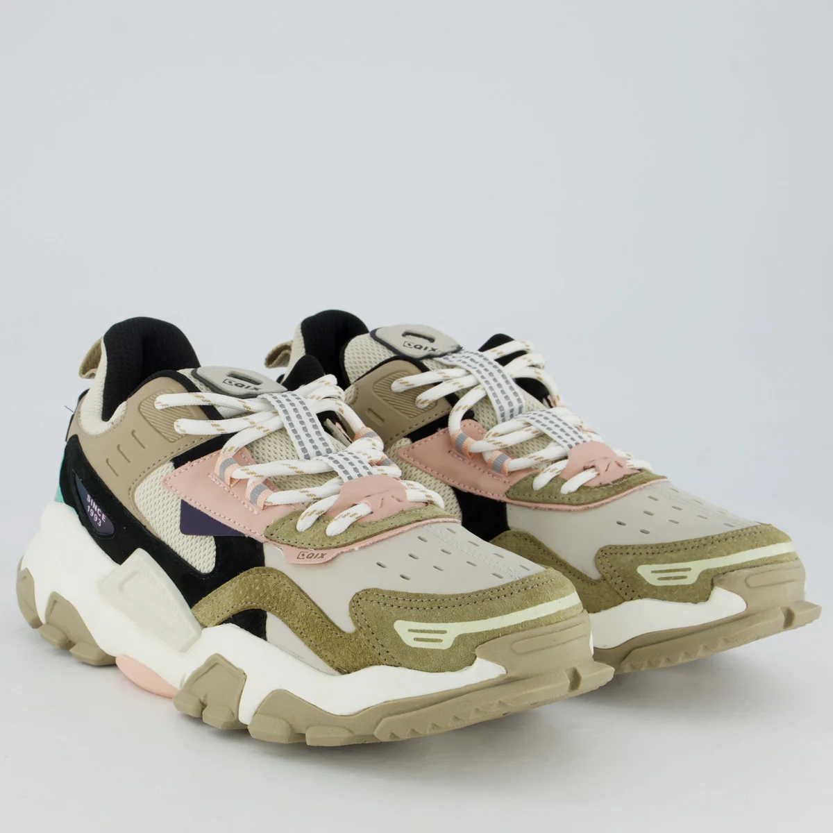 Tênis Qix Trek Reflexivo Esportivo Bege e Rose Multicores 2
