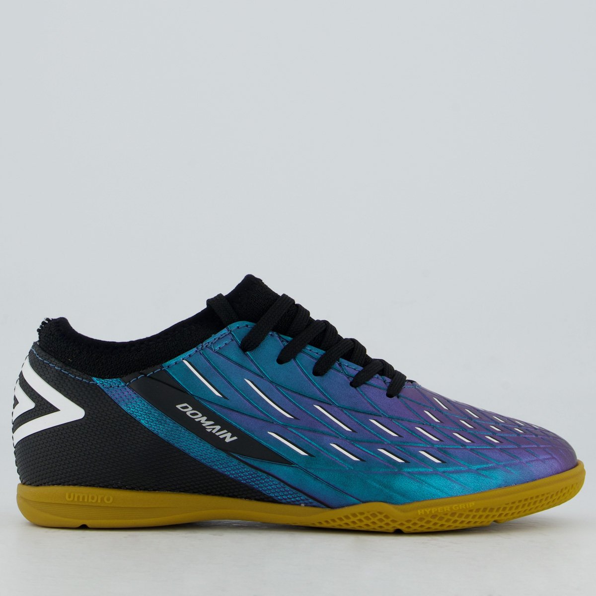 Chuteira Umbro Domain Futsal Juvenil Azul e Preta