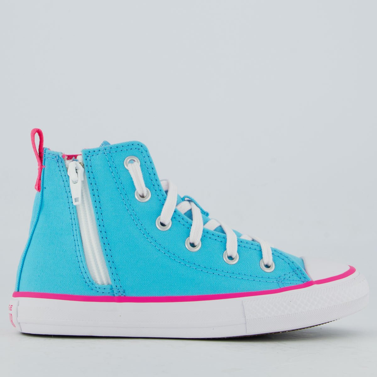 Tênis Converse All Star Side Cano Alto Infantil Azul e Rosa