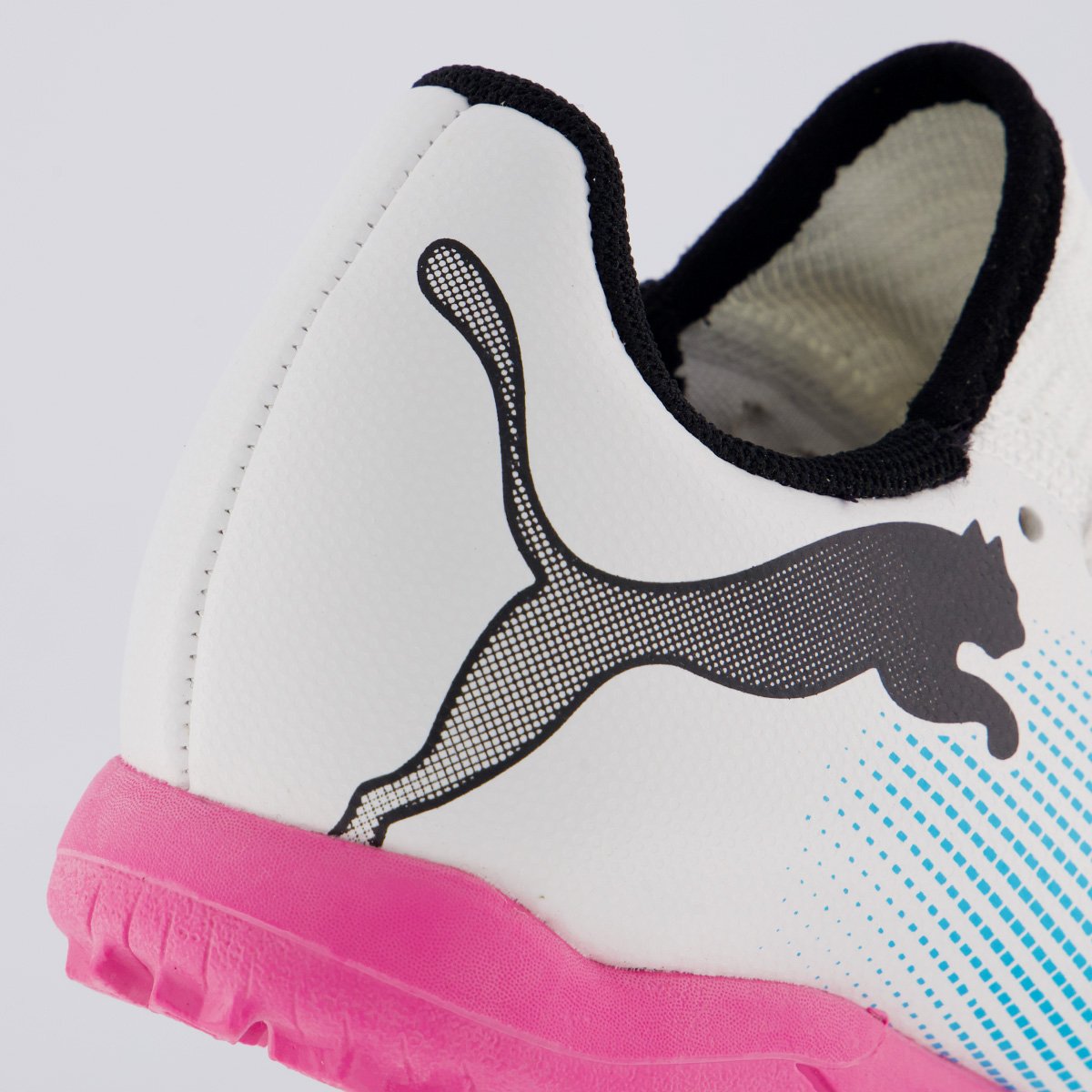 Chuteira Puma Future 7 Play Society Juvenil Azul e Rosa Branco/Rosa 6