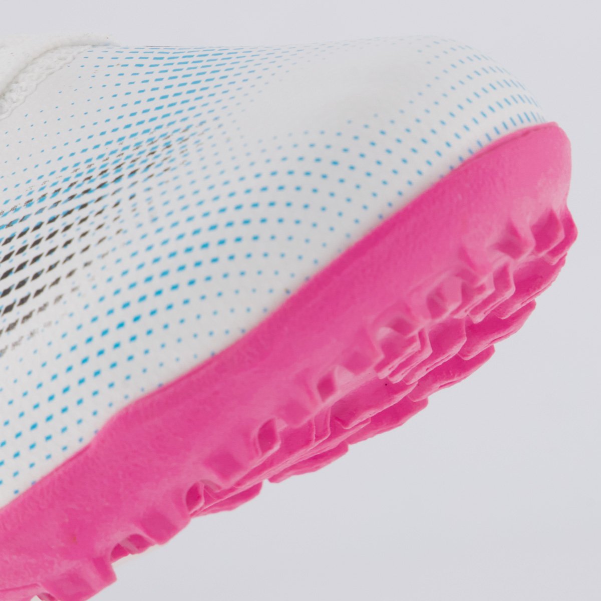 Chuteira Puma Future 7 Play Society Juvenil Azul e Rosa Branco/Rosa 8