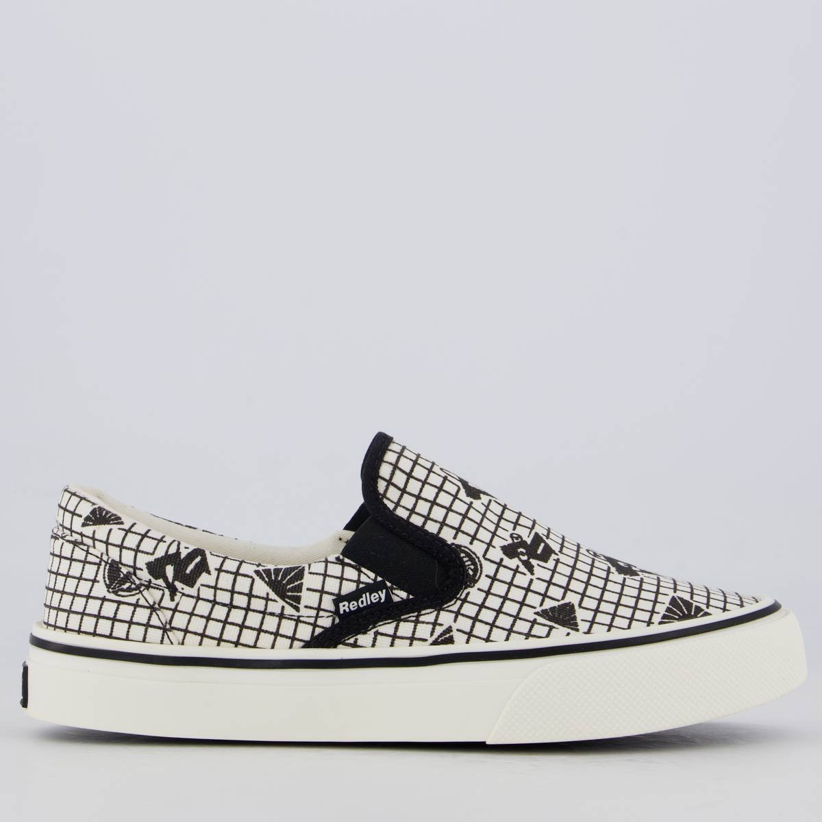 Tênis Redley Slip On Estampado Preto e Branco 1