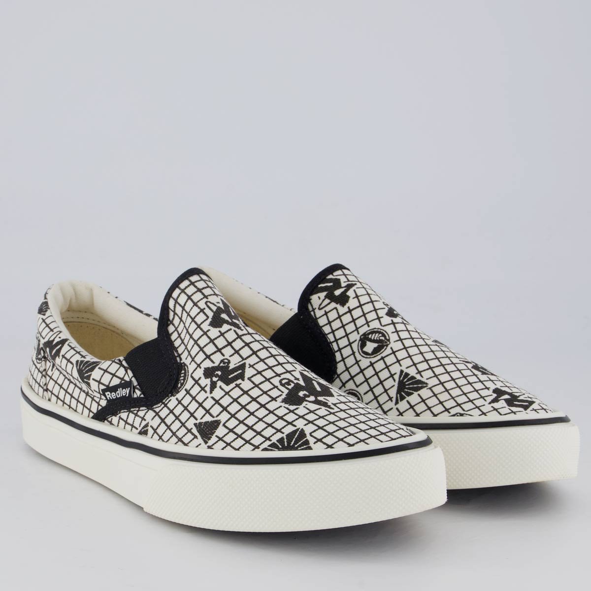 Tênis Redley Slip On Estampado Preto e Branco 2